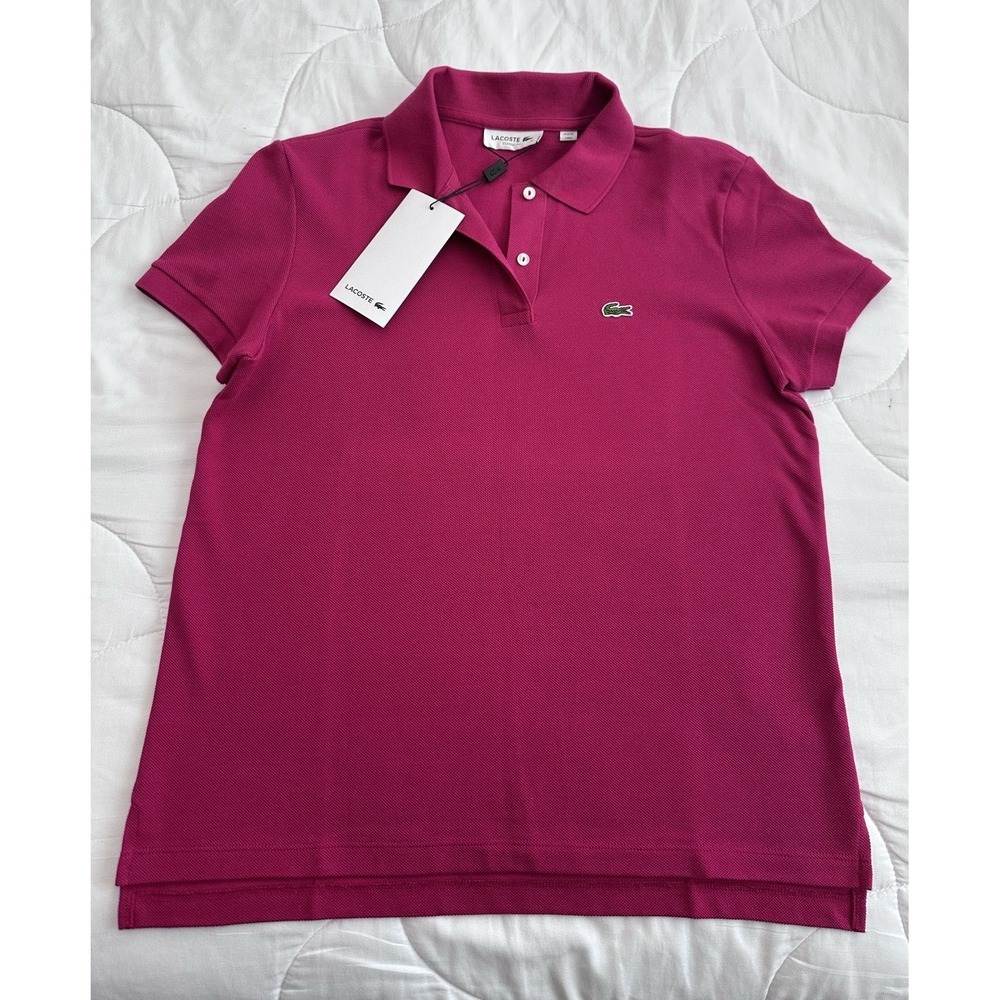 Lacoste Classic Fit Pink Short Sleeve Polo Shirt 36/4 Cotton Embroidered - Picture 2 of 6